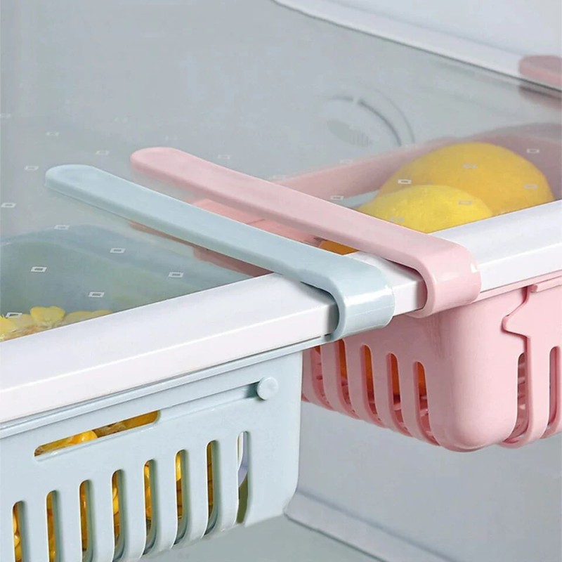 Picture of RETRACTABLE KITCHEN FRIDGE BASKET ORGANIZER SLIDE UNDER SHELF DRAWER BOX RACK HOLDER- 1 pcs Multicolor 