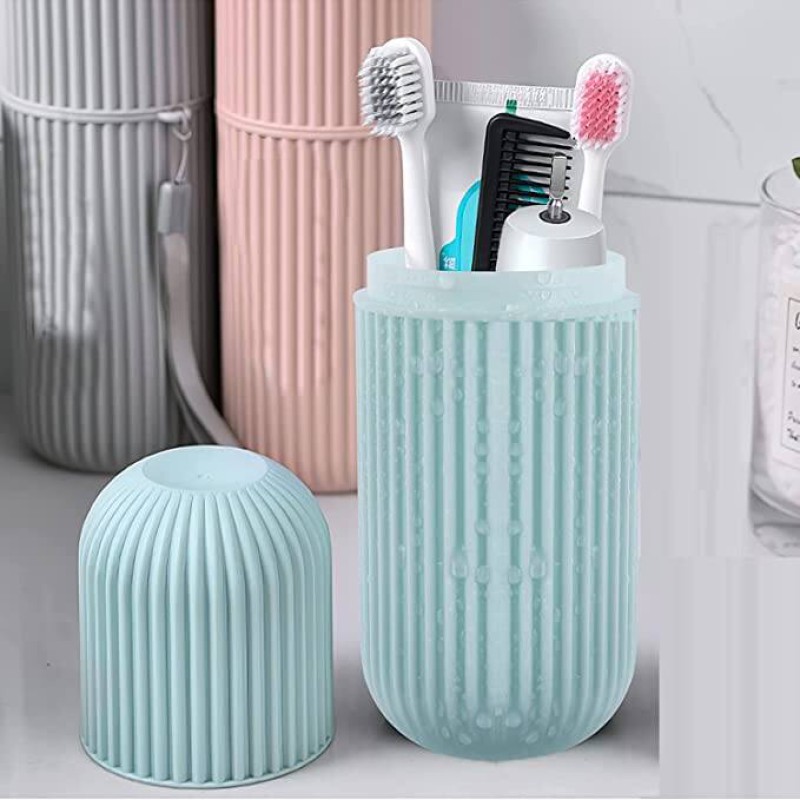 Picture of Capsule Shape Travel Toothbrush Toothpaste Case Holder Portable Toothbrush Storage Plastic Toothbrush Holder , 2pcs Multicolor 