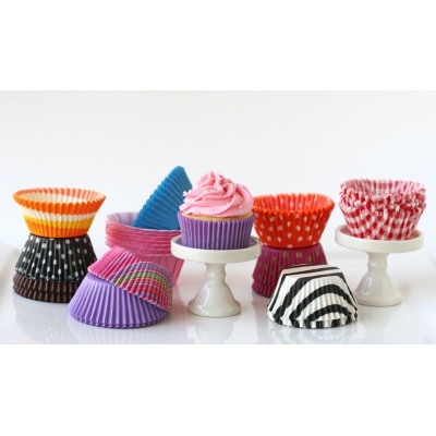 Picture of 24 pcs- Mini size Assorted Paper Cupcake Liners Muffin Cases Baking Cups cake mold- Randomly Selected Design Multicolor 