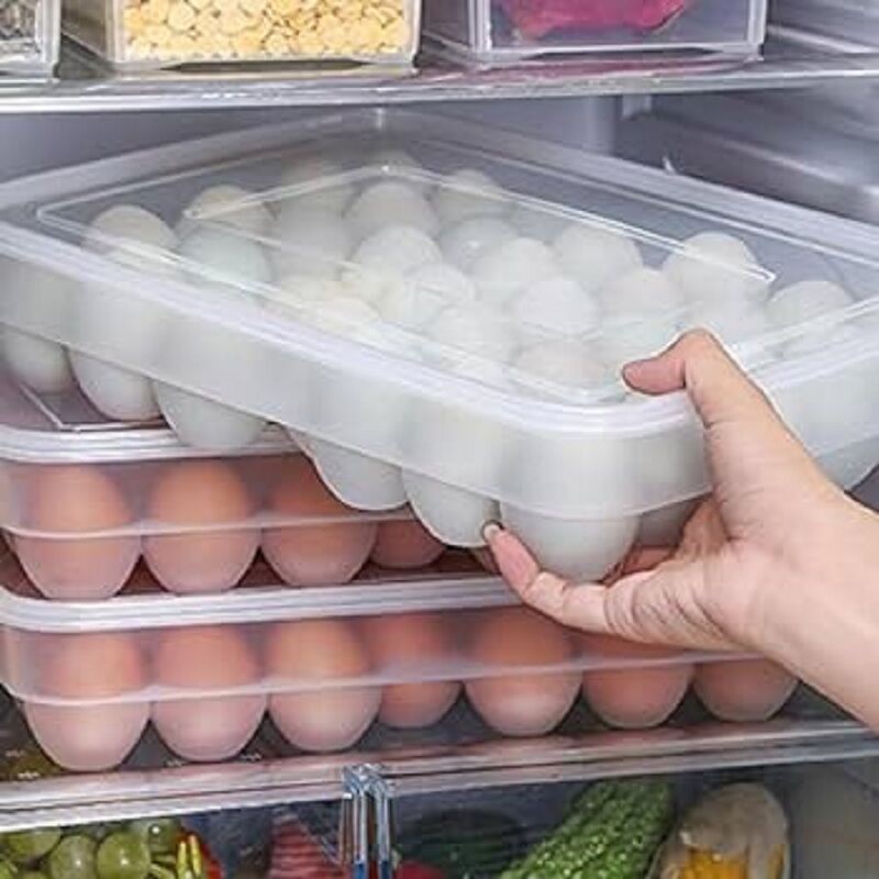 Picture of 34-Grid Egg Storage Box Kitchen Refrigerator Eggs Tray Holder Container- 1pcs Multicolor 