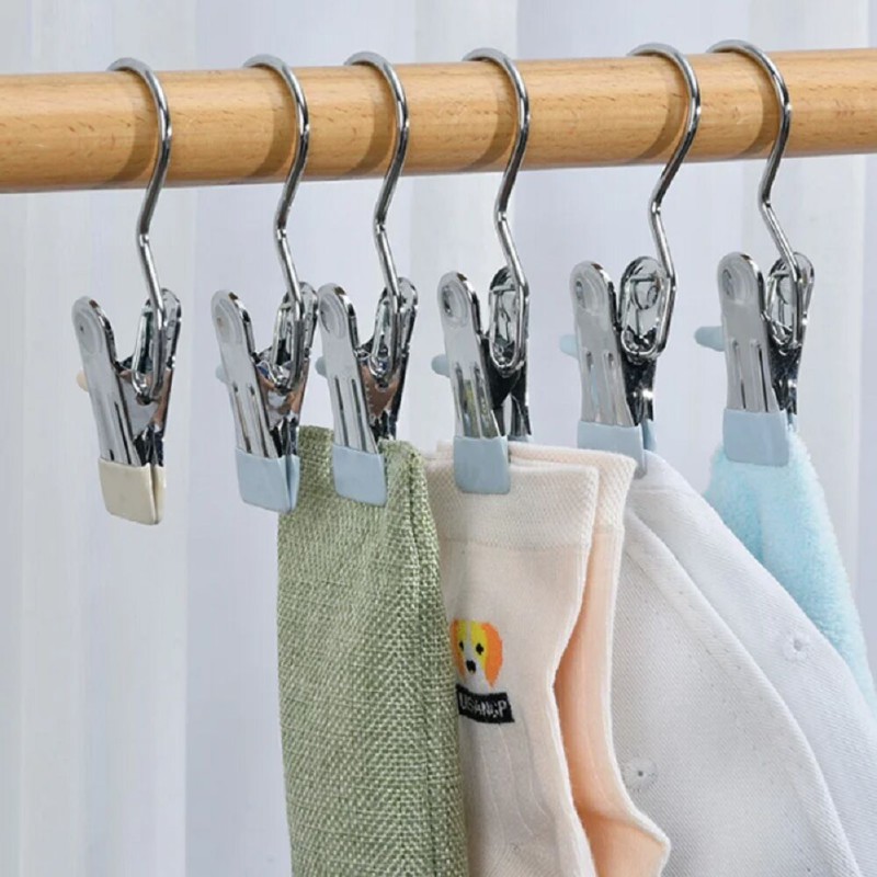Picture of 4ps Portable Clothes Pegs Windproof Anti-slip Drying Clip  Hook Air-dry Clips Multi-Purpose Hooks Multicolor 