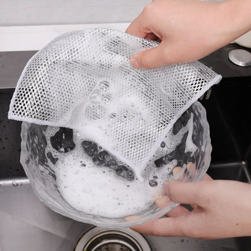 Picture of 2 pcs Silver Cleaning Cloth Magic Dish Towel Reusable Non Stick Oil Dishcloth Pot Strong Rust Removal Steel Wire Towel Silver 