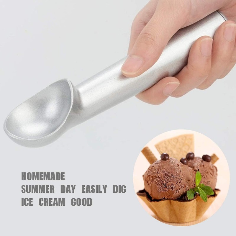 Picture of Ice Cream Scoop, 2.5 Ounce Non-Stick Anti-Freeze Ice Cream Scooper All Aluminum Uncoated Design Ice Cream Scoop Spoon for Professional Kitchen Multicolor 