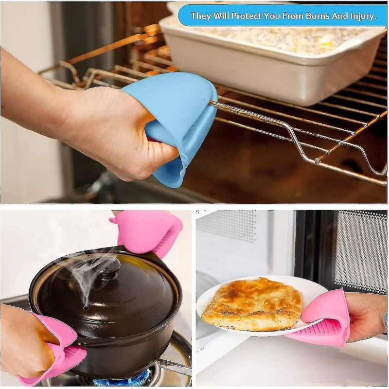 Picture of Silicone Pot Holder Mini Oven Mitt Kitchen Cooking Baking Heat Resistant Solution 1 Pair Multicolor 