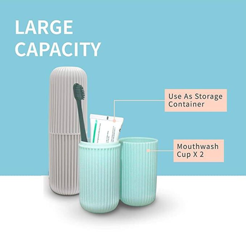 Picture of Capsule Shape Travel Toothbrush Toothpaste Case Holder Portable Toothbrush Storage Plastic Toothbrush Holder , 2pcs Multicolor 