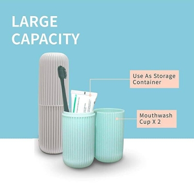Picture of Capsule Shape Travel Toothbrush Toothpaste Case Holder Portable Toothbrush Storage Plastic Toothbrush Holder , 2pcs Multicolor 