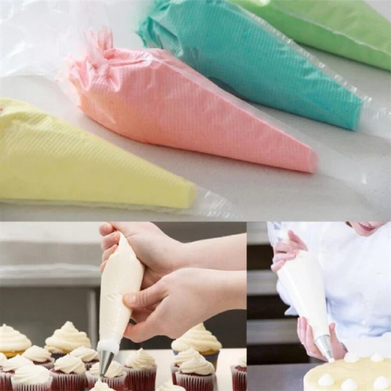 Picture of Refined Taste - 100pcs (S) Disposable Cupcake Decor- Pastry Bag Decorating Tool Icing Piping Bag (S- 17.5cm/23.5cm) - Durabilty Assured Multicolor 