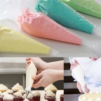 Picture of Refined Taste - 100pcs (S) Disposable Cupcake Decor- Pastry Bag Decorating Tool Icing Piping Bag (S- 17.5cm/23.5cm) - Durabilty Assured Multicolor 