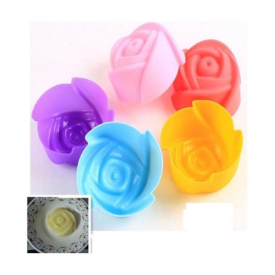 Picture of Rose Shaped Random Color Silicon Cake Pan- 4pcs Multicolor 