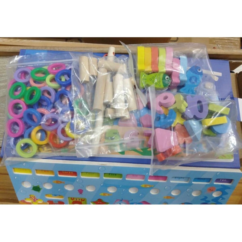 Picture of 6 in 1 Logarithmic Board- Activity Toys- Color, Count, Fishing, Shape, Number and Basic Math Multicolor 
