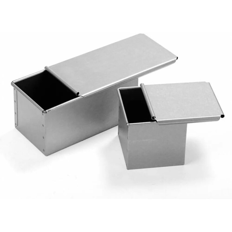 Picture of 4ps Toast Molds Aluminum Alloy Non-stick Coating Toast Boxes Bread Loaf Pan Cake Mold with Lid Bakeware (250g/450g/750g/900g) Multicolor 