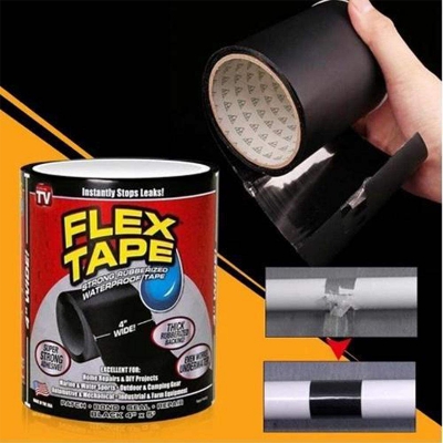 Picture of Flex Tape Strong Rubberized Waterproof Tape Super Strong Leaking Water Pipe Repair Tape | Flex Tape Water-Resistant Belt- 4 Inches*5Feet - Black