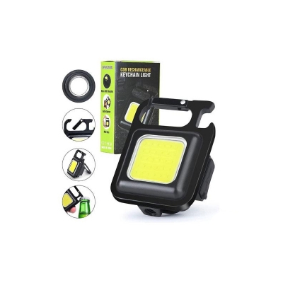 Picture of Mini LED Flash-light Work Light Portable Pocket Flas-hlight Keychains USB Rechargeable Small Light Corkscrew Waterproof Camping Lantern Magnet Design Fishing Emergency Lamp 3 Mode - Black