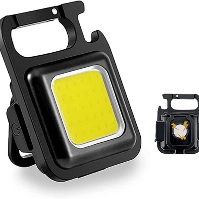 Picture of Mini LED Flash-light Work Light Portable Pocket Flas-hlight Keychains USB Rechargeable Small Light Corkscrew Waterproof Camping Lantern Magnet Design Fishing Emergency Lamp 3 Mode - Black