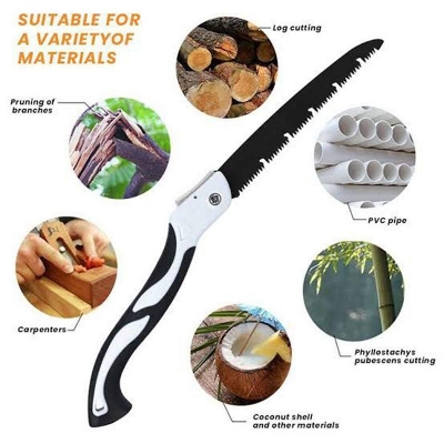 Picture of Portable Folding Hand Saw Sk5 Woodworking fast folding Alloy Hacksaw Blade PTFE Coating Portable Closes Camping Multitool Saws - Black