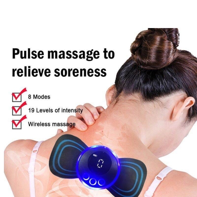 Picture of Mini Neck Pulse Massager Electric LCD Display Stretcher EMS Mini Massager 2 pad - Black
