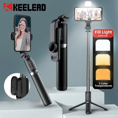 Picture of Q07 (100cm) Bluetooth Integrated Selfie Stick with Light and Bluetooth Remote Control