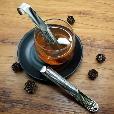 Picture of Kitchen Accessories new Tea Strainer Amazing Stainless Steel Infuser Pipe Design Touch Feel Holder Tool Tea Spoon Infuser Filter - Silver