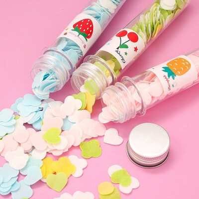 Picture of 1 Bottle Soap Paper Disposable Hand Washing Tablets Travel Portable Toilet Soap Sheets Sliced Paper - Multicolor