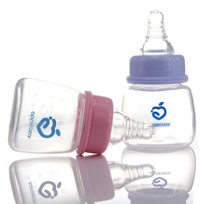 Picture of 60mL Baby Standard Caliber Hygienic Plastic Feeder Bottle (apple.bear) - Pink/Blue 1ps - Multicolor