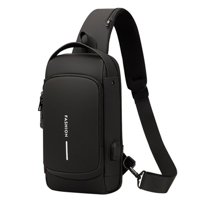 Picture of Men Multifunction Anti-Theft Usb Shoulder Bag Crossbody Bag Travel Sling Bag Pack Messenger Pack Chest Bag For Male - Bag - Black