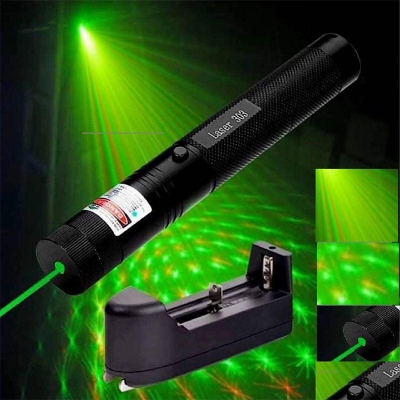 Picture of Laser Pointer Rechargeable Green Adjustable Burn Match - Black
