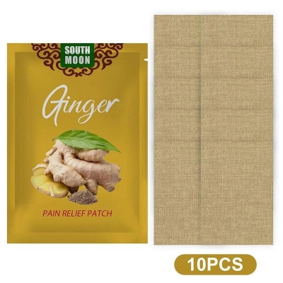 Picture of 10pcs Herbal Ginger Patch Body Detox Neck Knee Pad Pain Relief Health Care - Yellow