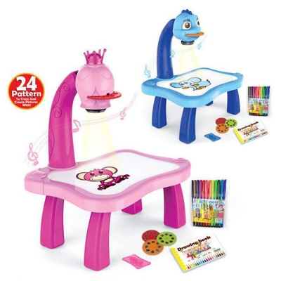 Picture of Child Learning Desk with Smart Projector Kids Painting Table Toy with Light Children Educational Tool Drawing Table - Multicolor