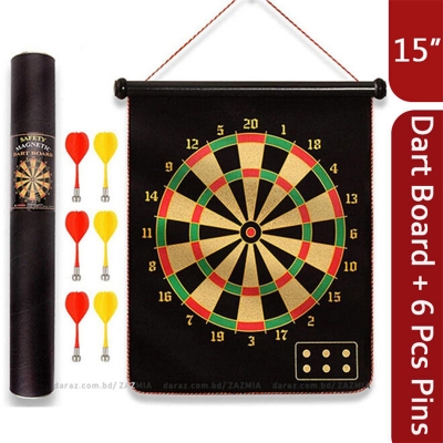 Picture of Magnetic Double Sided 15" Dartboard with 6 Pcs Magnet Dart Pins - Black