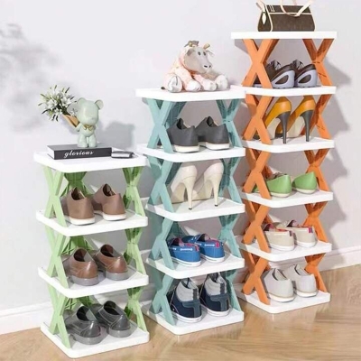 Picture of 5-Tier Small Tall narrow vertical shoe rack,Stackable Free Standing Shoe Rack,Space Saving Furniture Shoe Storage Organizer - Green