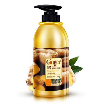 Picture of BIOAQUA Herbal Ginger Hair Shampoo - 400ml No Silicone Oil Anti Dandruff Anti-Itching Cleansing Oil Control Hair Scalp Treatment Shampoo - Gold