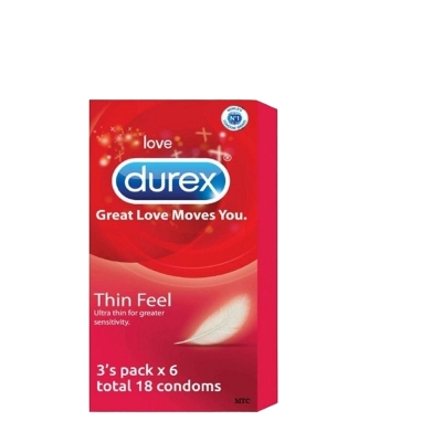 Picture of Durex Thin Feel 6 Pack (18 Pcs) Made in United Kingdom 100% - Red