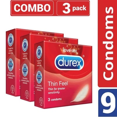 Picture of Durex -Thin Feel Condom - Full Box - 3x3=9pcs Made in UK 100% - Red