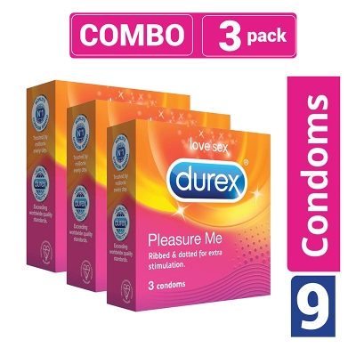 Picture of Durex Pleasure Me Condom Combo Pack 3x3 = 9Pcs Made in UK 100% - Multicolor