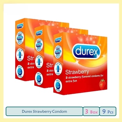 Picture of Durex - Strawberry Condom For Men- Combo Pack - 3 Packs - 3x3=9pcs Made in UK 100% - Multicolor