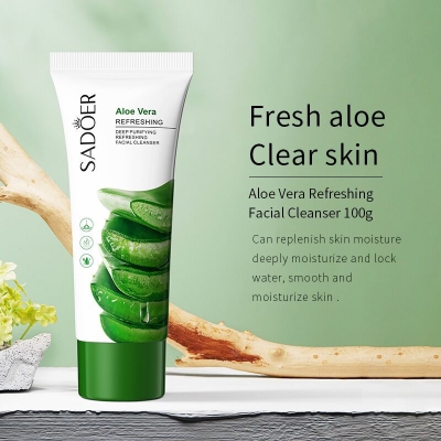 Picture of SADOER Aloe Vera Facial Cleanser Deep Purifying Moisturizing Refreshing - 100g - Green