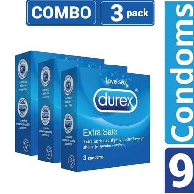 Picture of Durex - Extra Safe Condom - Combo Pack - 3 Packs - 3x3=9pcs Made in UK 100% original - Blue