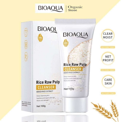 Picture of BIOAQUA Deep Cleansing Rice Raw Pulp Foam Facial Cleanser- 100g - Face Wash - White