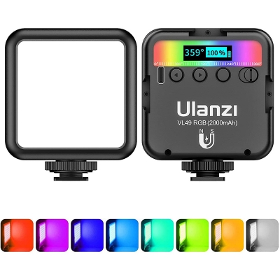Picture of Ulanzi VL49 RGB LED Fill Light Mini Portable Multi-Function 2500K-9000K Pocket Camera Fill Light Live Photography Lighting - Black