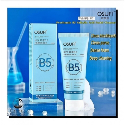 Picture of OSUFI Vitamin B5 Salicylic Acid Brighten Deep Cleansing Pores Melanin Removal Oil Control Moisturizing Gentle Face Wash 100gm - Blue