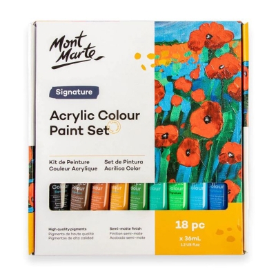 Picture of MONT MARTE SIGNATURE ACRYLIC COLOUR PAINT SET 18PC X 36ML - Multicolor
