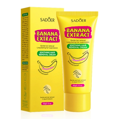 Picture of SADOER Banana Hair Removal Cream Non Irritating Quick Whole Body Axillary Armpit Arm Leg Privates Hair Removal Removes Cream - Yellow