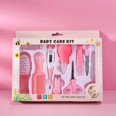Picture of 10 in 1 Baby Healthcare and Grooming Kit Newborn Nursery Care Set for Newborn Infant Toddlers Baby Boys Girls Kids Pink Set - Pink