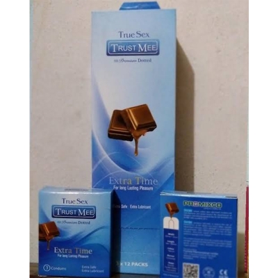 Picture of True Sex TRUST MEE Premium Dotted Super Extra Time,Banana,Apple and Strawberry flavour 3×10 30piece