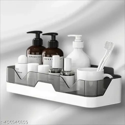 Picture of Shampoo Holder Shower Shelves Wall Mount Kitchen Storage Basket Cosmetic Rack Home Organizer Bath Accessories Bathroom Shelf - Black