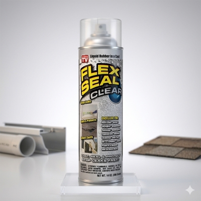 Picture of Flex Seal Clear Liquid Rubber Sealant Spray for Roof, Gutter & Leak Repair (400ml / 14 oz) - Silver
