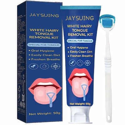 Picture of Jaysuing White Hairy Tongue Removal Kit (50g) with Tongue Cleansing Gel and Brush