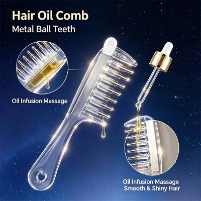 Picture of Scalp Massaging Hair Oil Applicator Comb with Metal Ball Teeth