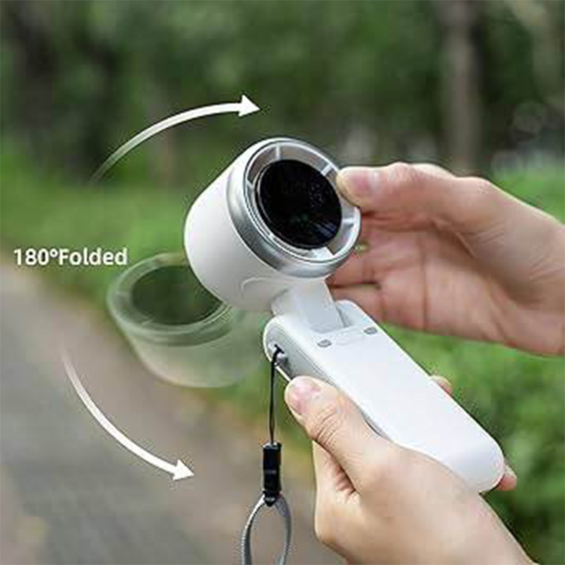 Picture of Popular Mini High-Speed Handheld Turbo Fan Smart Digital Display Wearable Personal Desk Neck Fan with Five Wind Speeds