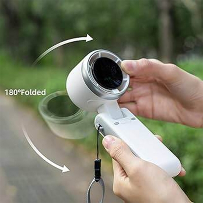 Picture of Popular Mini High-Speed Handheld Turbo Fan Smart Digital Display Wearable Personal Desk Neck Fan with Five Wind Speeds